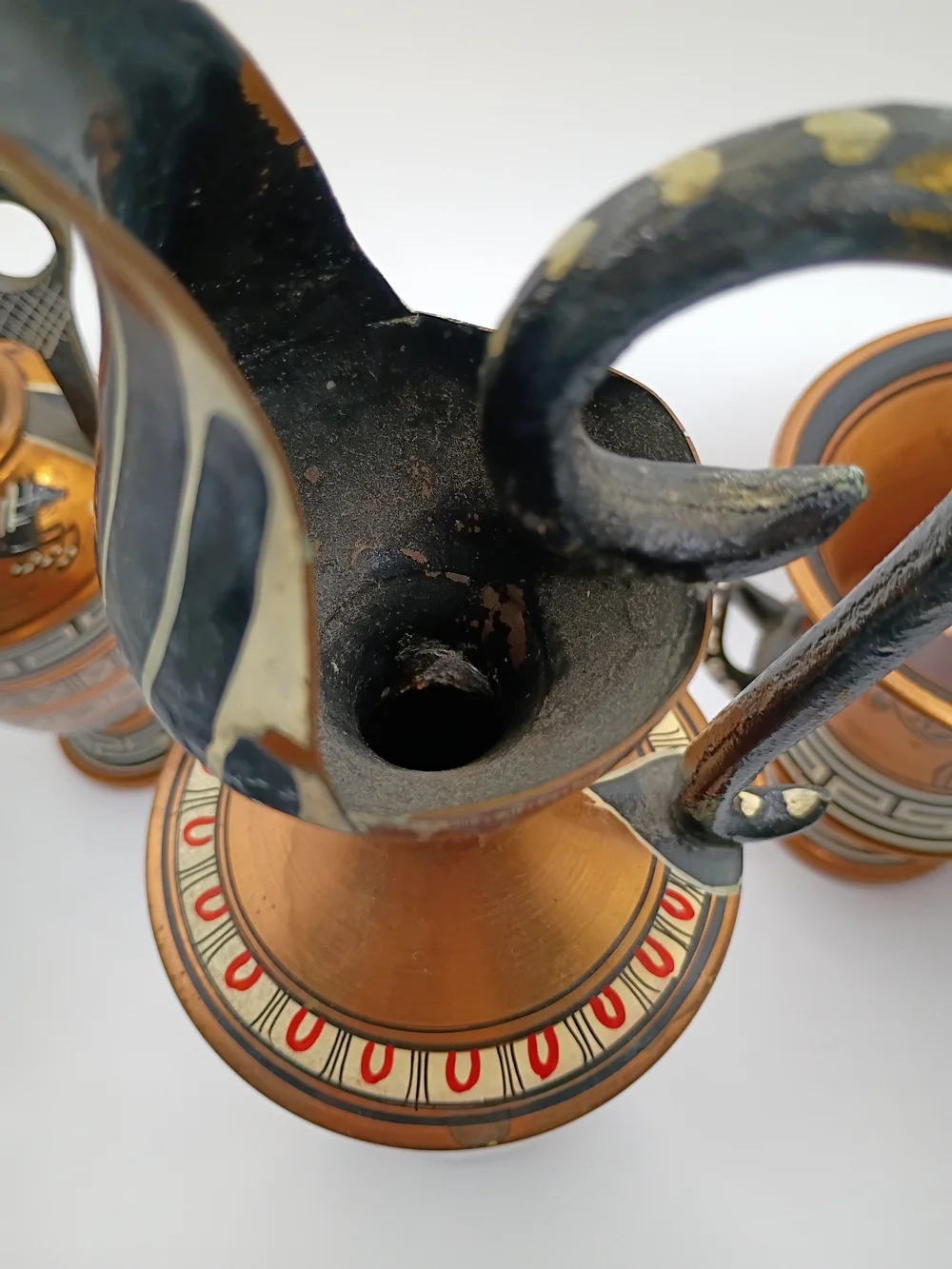 Vintage Hand Painted Greek Copper Vase Set